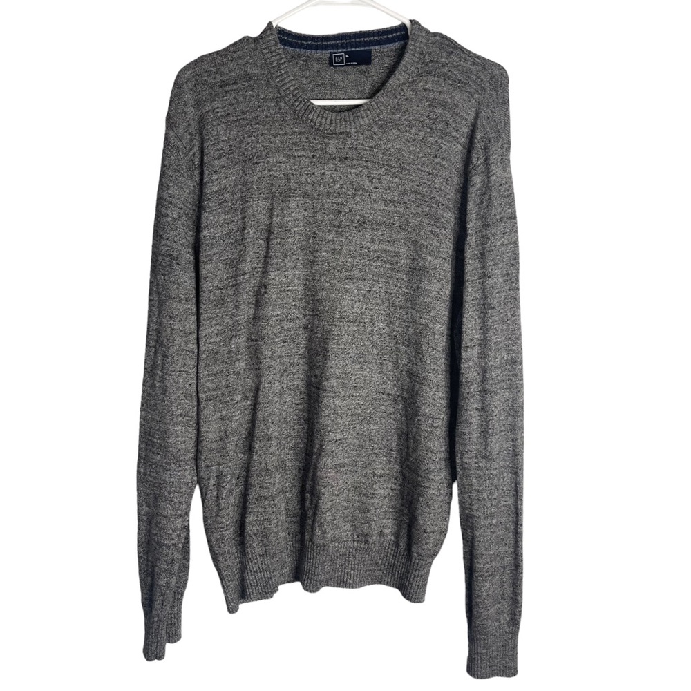 Gap Men Crew Neck Sweater Charcoal Heather Grey sz XL Scoop Neck Pullover Cotton